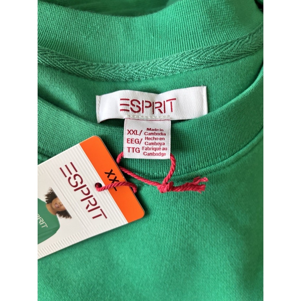 NWT ESPRIT Women's Fleece Logo Sweatshirt Green XX-Large XXL 2XL Costco 80s GenX - Picture 3 of 3